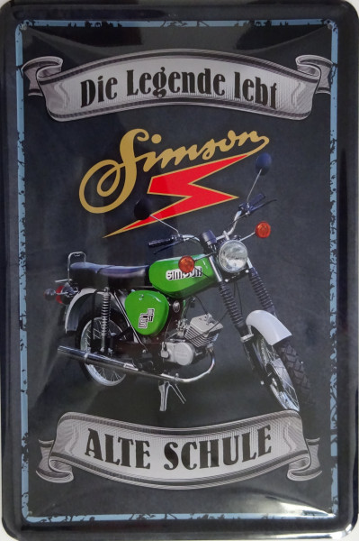 Blechschild Simson - alte Schule - die Legende lebt (S51)