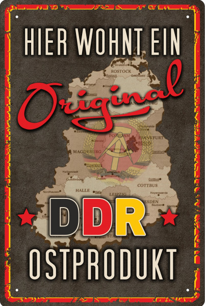 Blechschild hier wohnt ein original DDR Ostprodukt