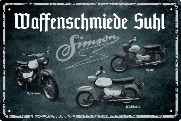 Blechschild Simsonn Waffenschmiede Suhl (quer)