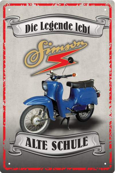 Blechschild Simson - alte Schule - die Legende lebt (Schwalbe)